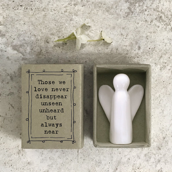 East of India Porcelain Matchbox Angel - Those we love don’t go away