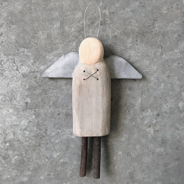 East of India Primitive Wooden Hanging Angel