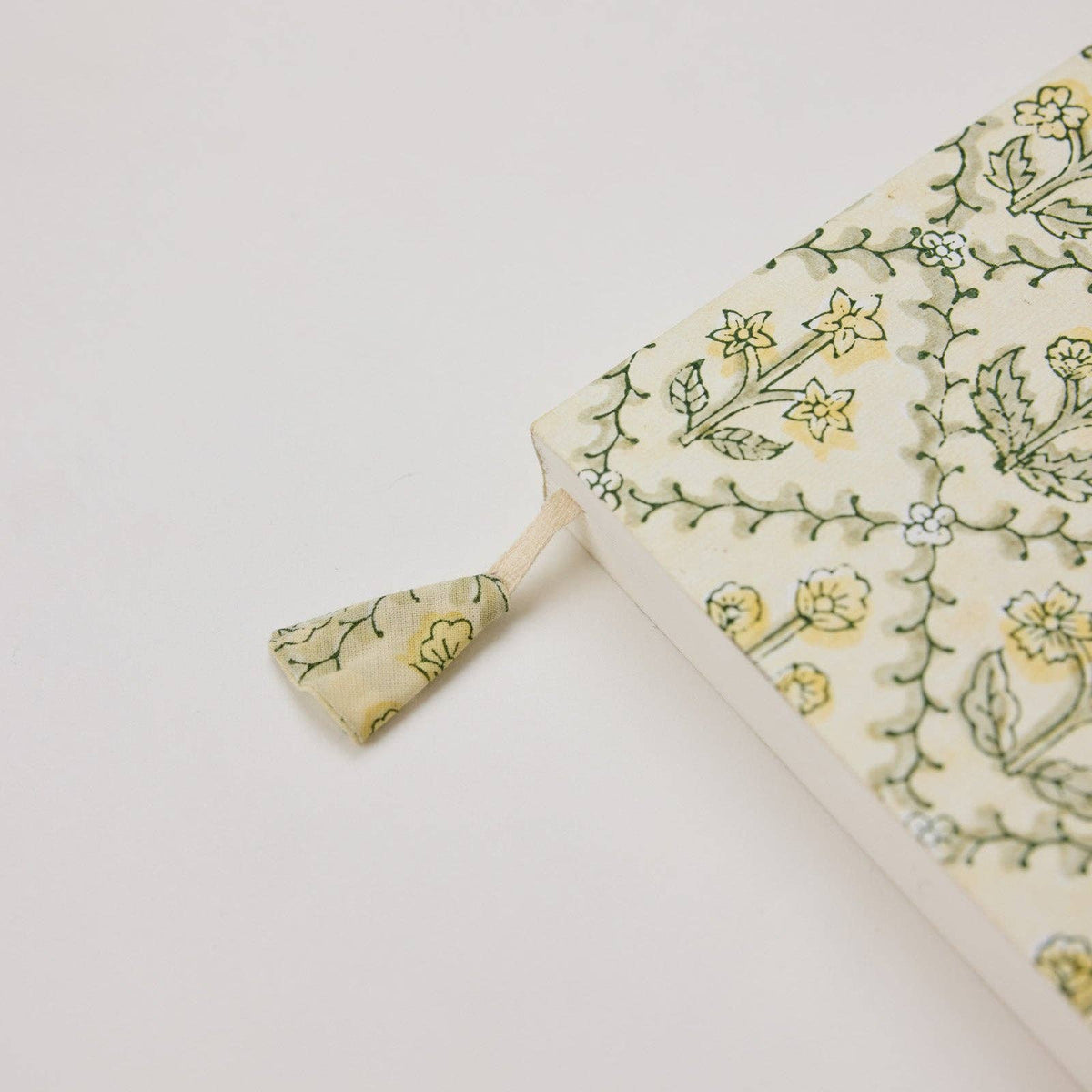 Block Printed A5 Ruled Notebook - Floral Lattice Buttercream