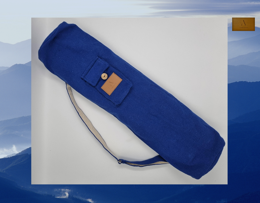 Cotton Linen Yoga Mat Bag - Royal Blue