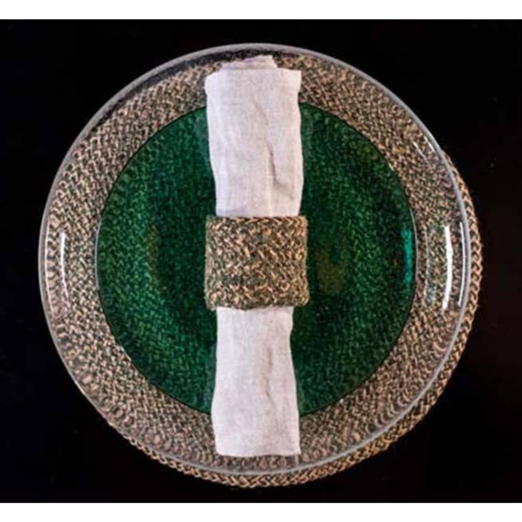 Jute Napkin Rings - Olive & Natural, Set of 4