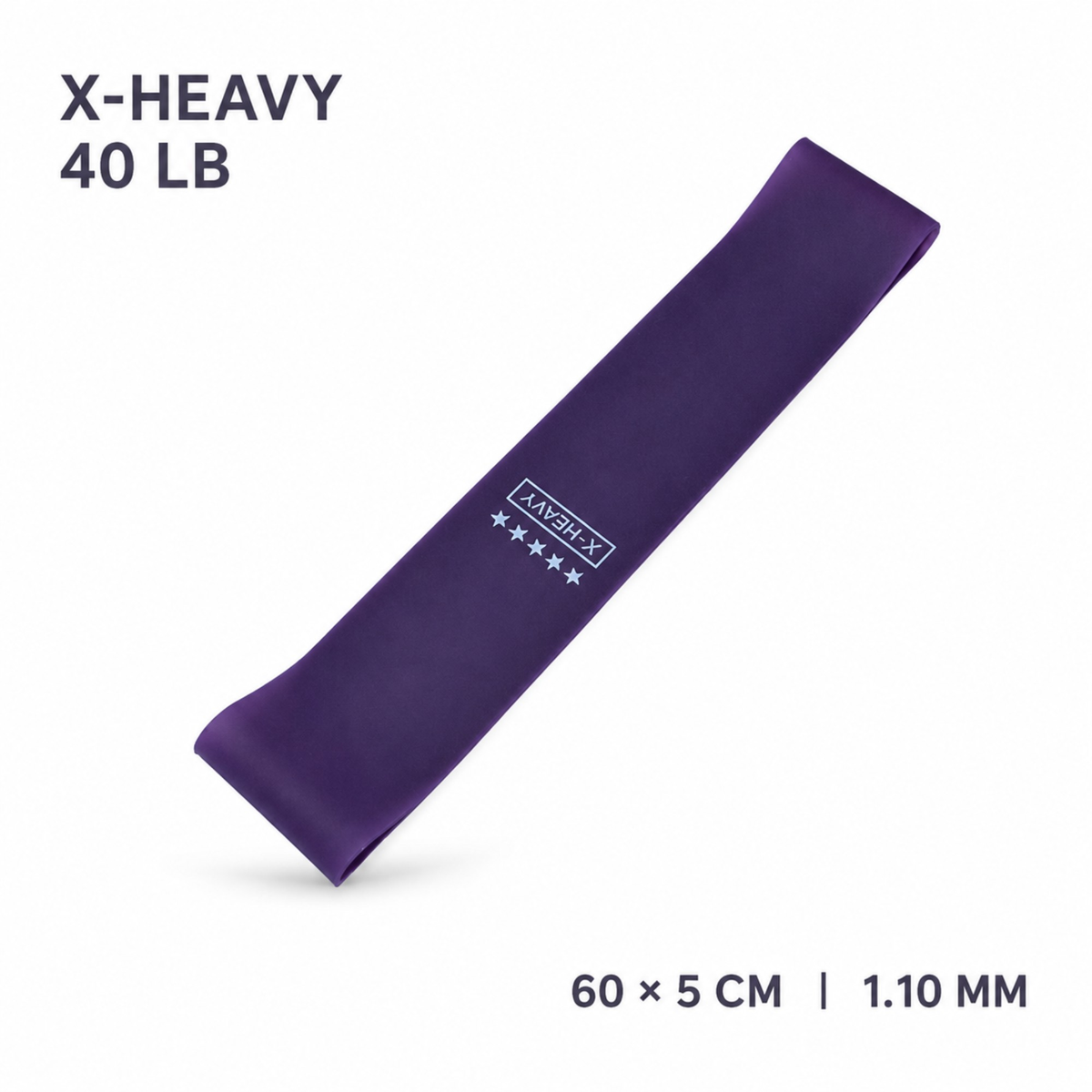 Mini Loop Resistance Band Set with Pouch - Purple X-HEAVY 40 LB