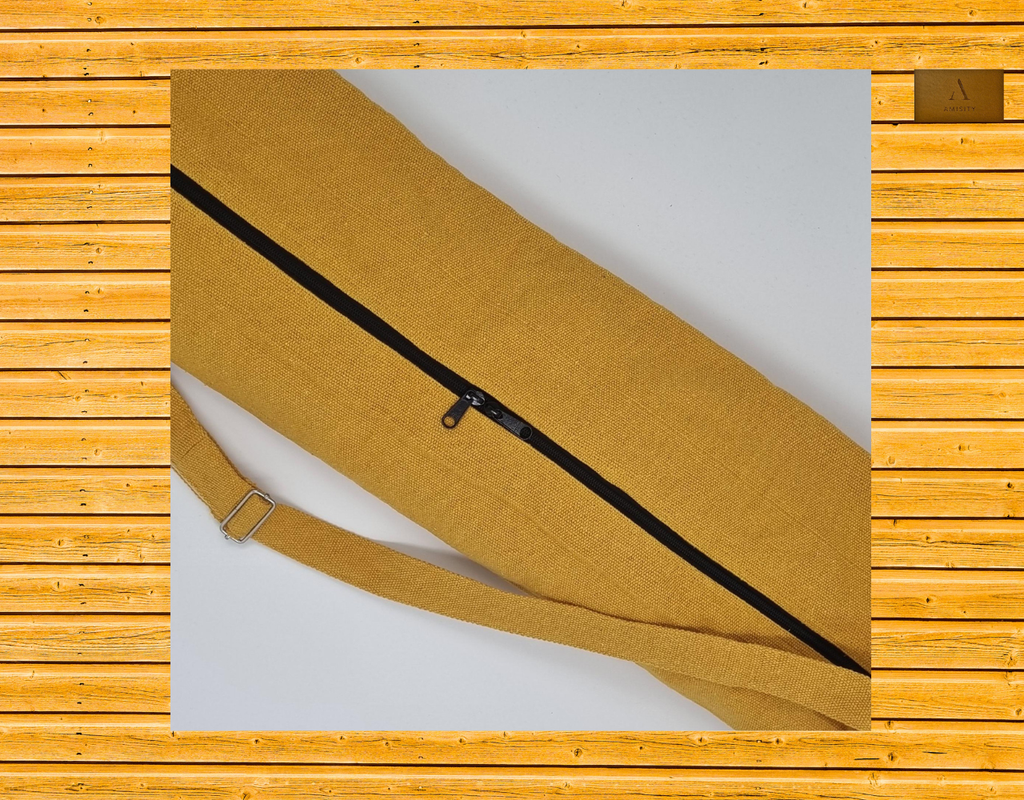 Cotton Linen Yoga Mat Bag - Mustard