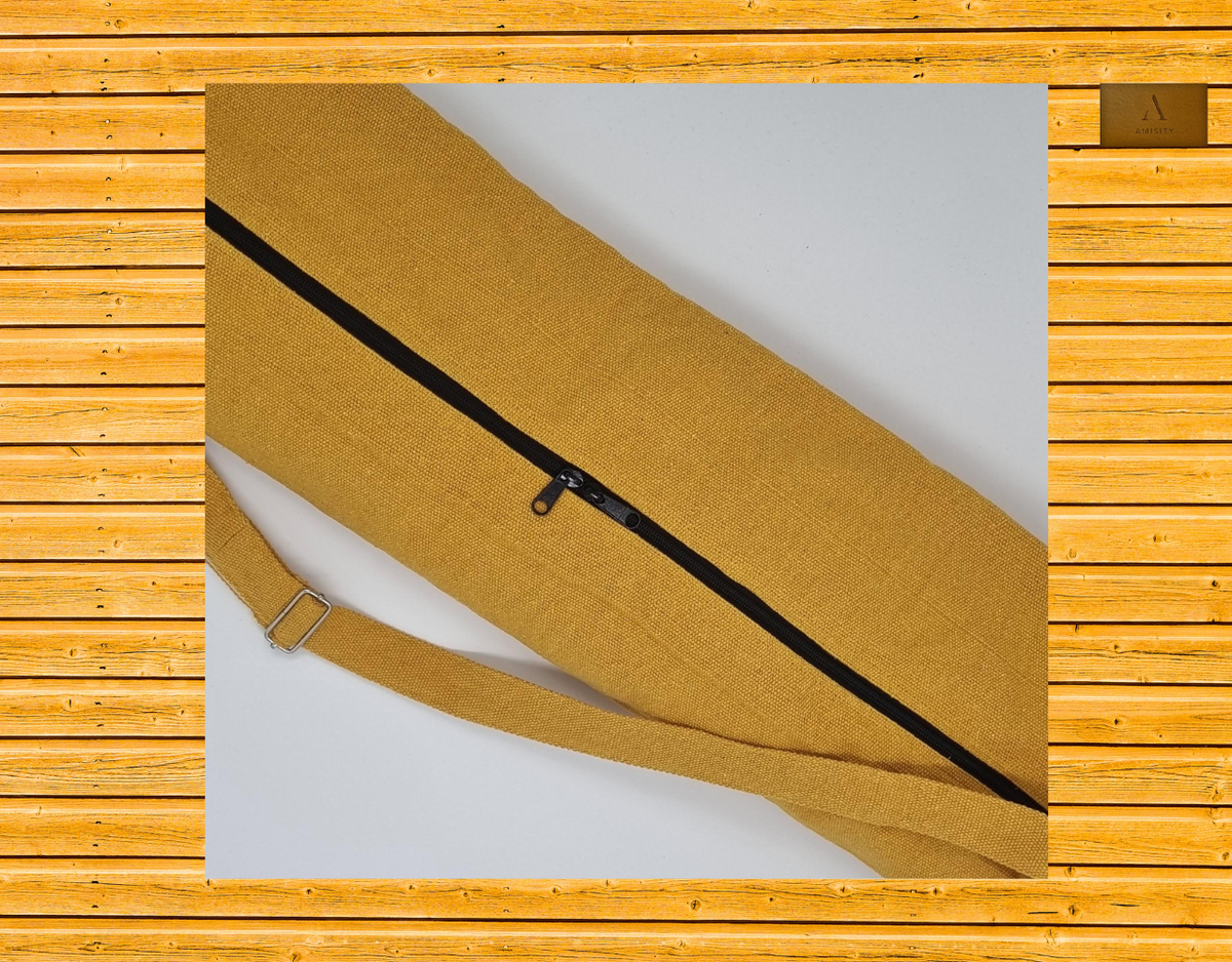 Cotton Linen Yoga Mat Bag - Mustard