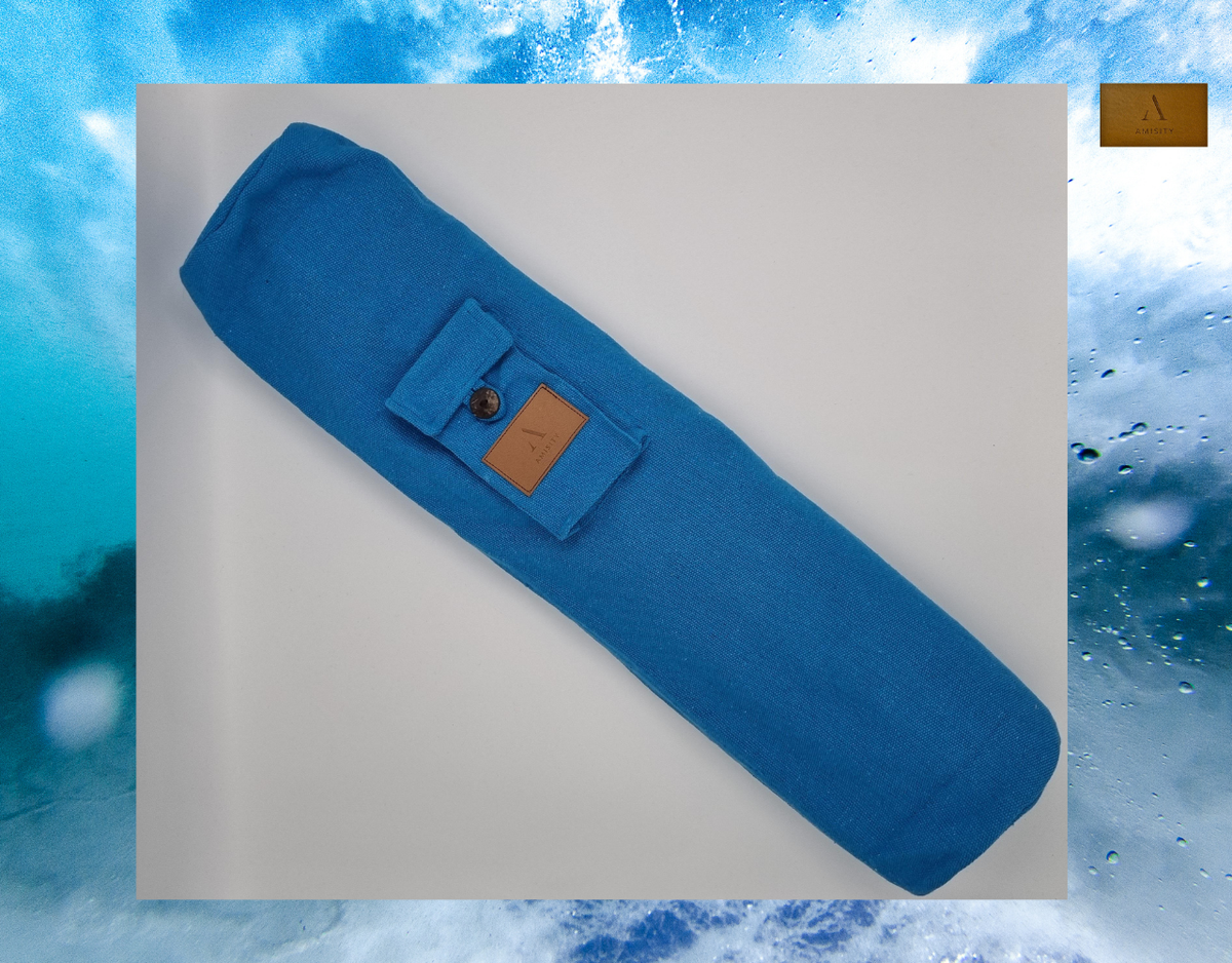 Cotton Linen Yoga Mat Bag - Sky Blue