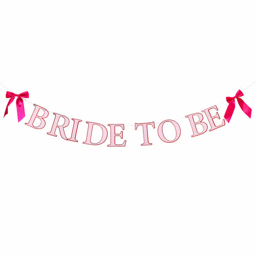 2m Bride to Be Card Banner with Pink Satin Bows | Hen Party Supplies UK Banners 2m Bride to Be Card Banner with Pink Satin Bows