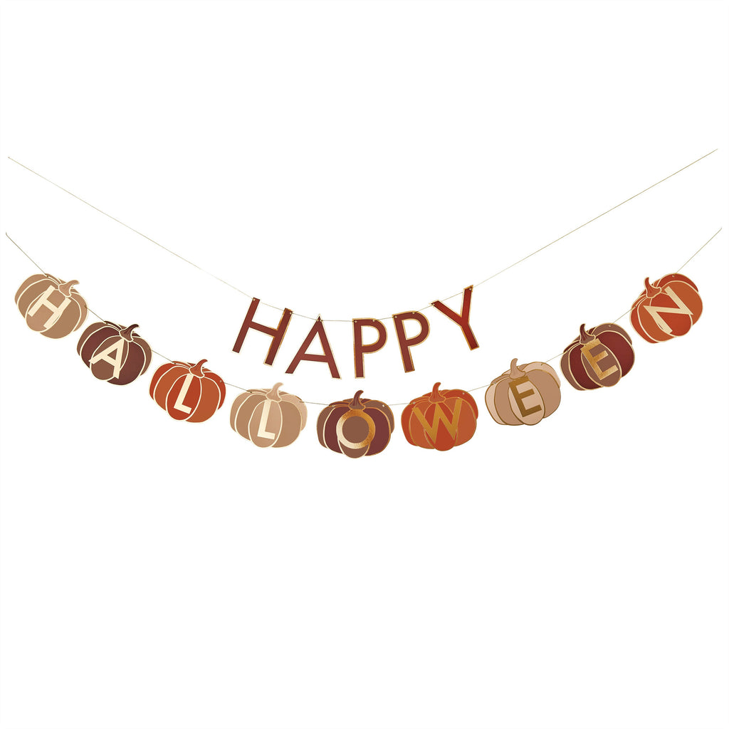 2m Pumpkin 'Happy Halloween' Card Banner (Pack of 2) | Halloween Party Supplies UK Banners 2m Pumpkin 'Happy Halloween' Card Banner (Pack of 2)