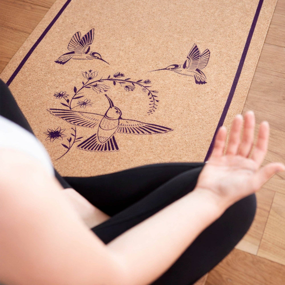 The Purple Hummingbird Cork Yoga Mat