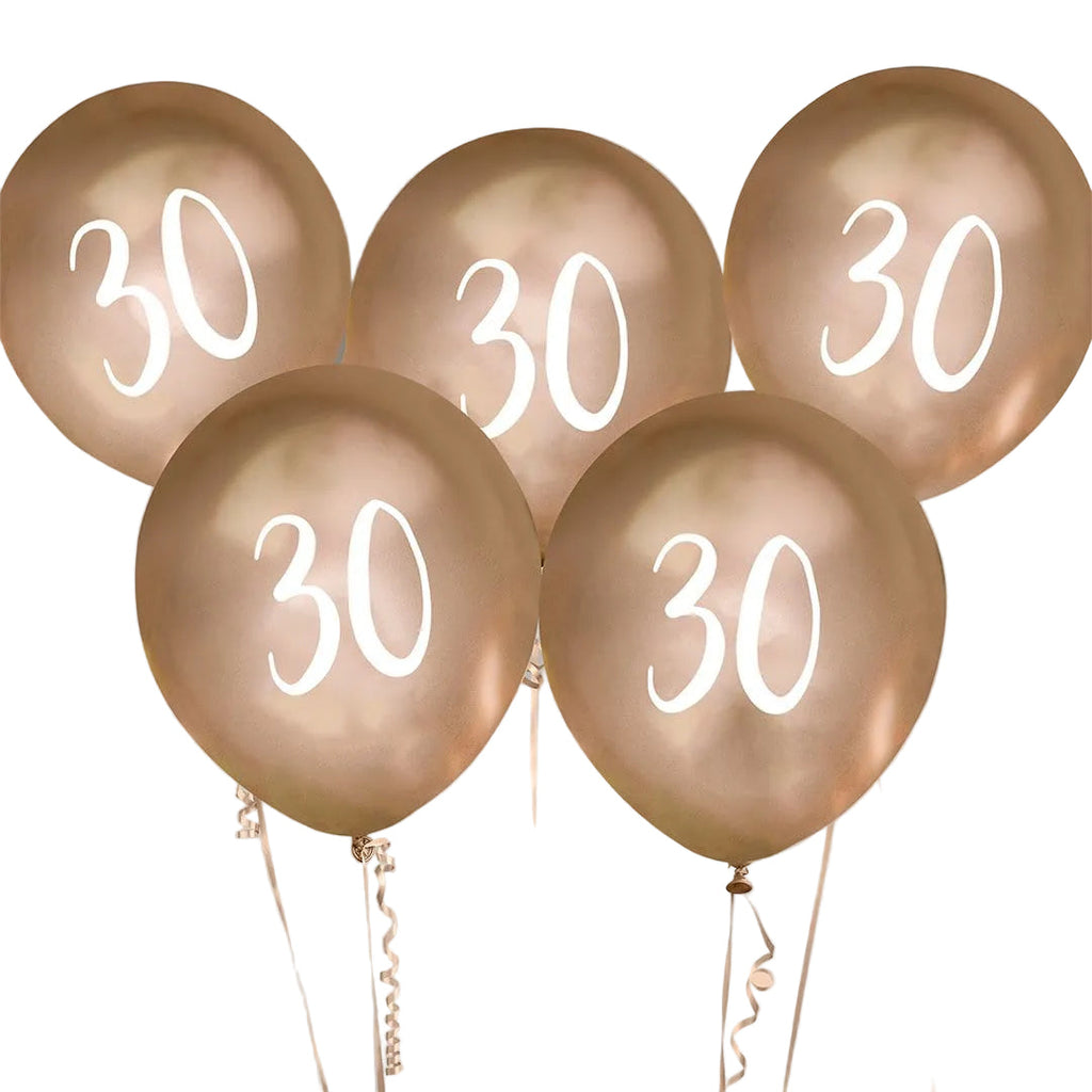 30h Birthday Balloons Gold Chrome - 30th Party Decorations Balloons 30th Birthday Balloons Gold Chrome - 5 Pack