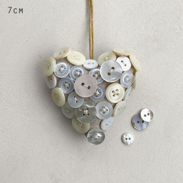 East of India Linen Button Hanging Heart - Cream