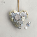 East of India Linen Button Hanging Heart - Cream