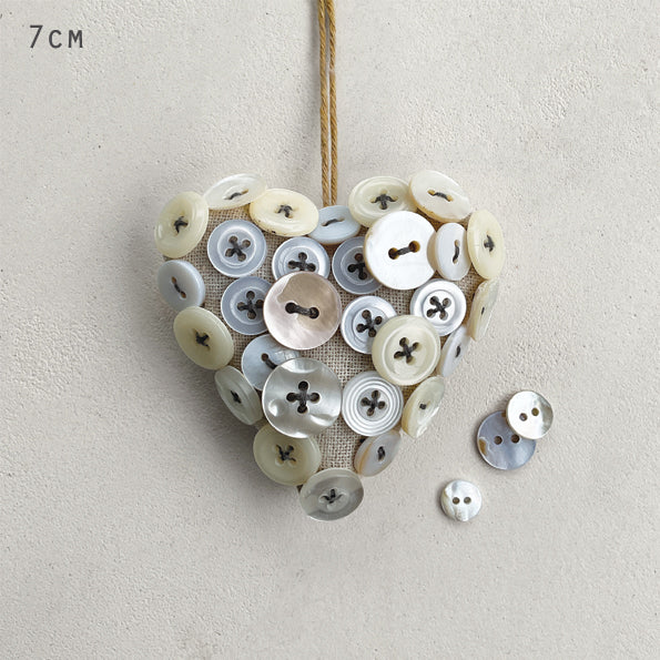East of India Linen Button Hanging Heart - Grey