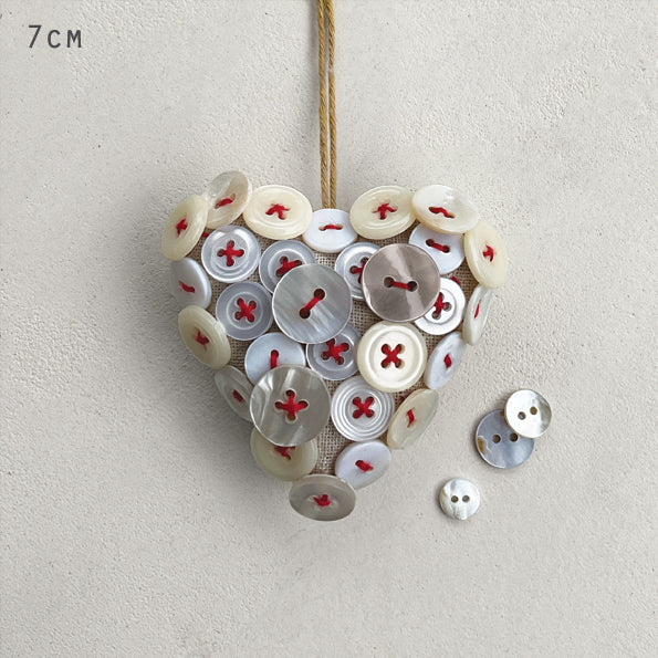 East of India Linen Button Hanging Heart - Red