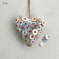 East of India Linen Button Hanging Heart - Red