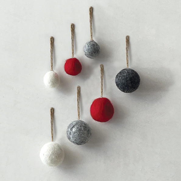 East of India Small Felt Bauble - White