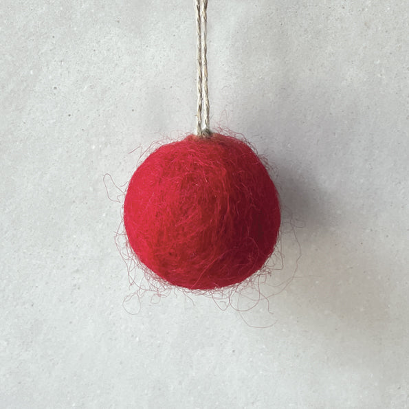 East of India Small Felt Bauble - Red