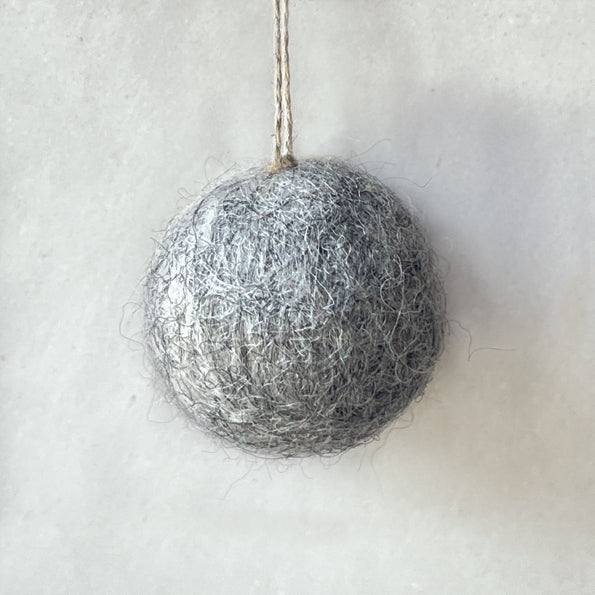 East of India Medium Felt Bauble - Grey