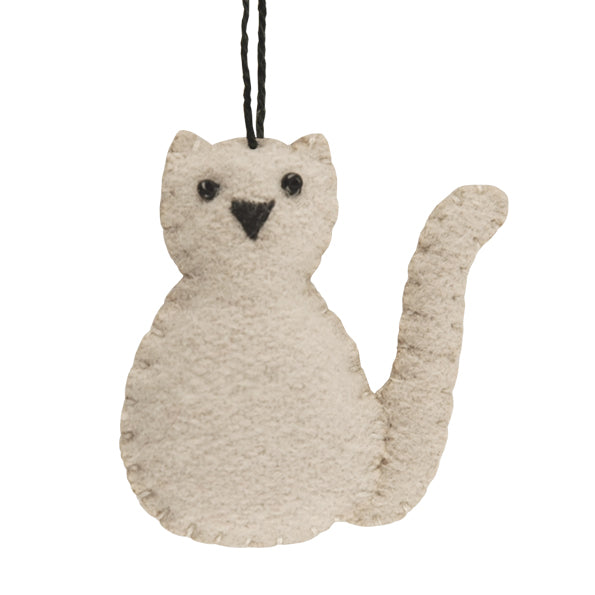 East of India Felt Hanging Cat Decoration - Beige