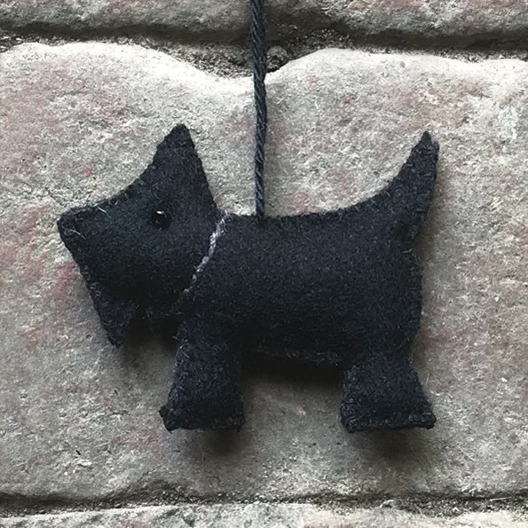 East of India Felt Hanging Scottie Dog Decoration - Black
