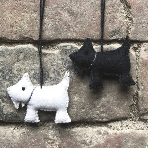 East of India Felt Hanging Scottie Dog Decoration - Black