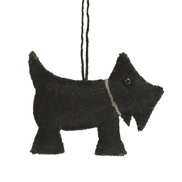 East of India Felt Hanging Scottie Dog Decoration - Black