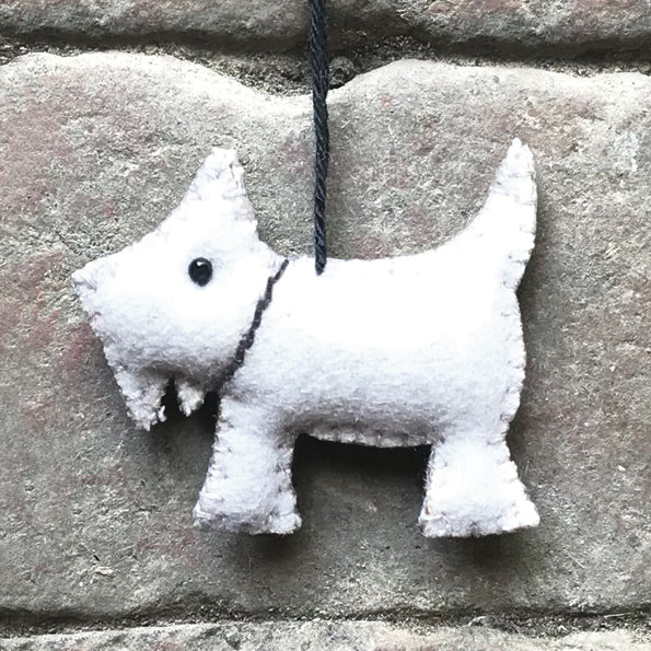East of India Felt Hanging Scottie Dog Decoration - Cream