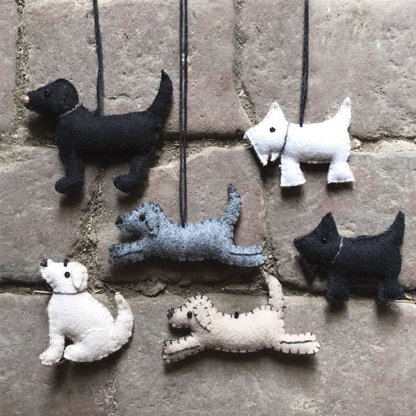 East of India Felt Hanging Scottie Dog Decoration - Cream