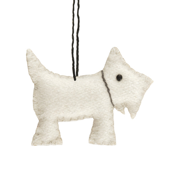 East of India Felt Hanging Scottie Dog Decoration - Cream
