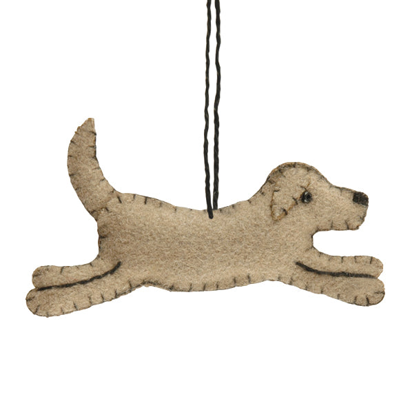 East of India Felt Hanging Running Dog Decoration - Brown