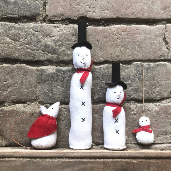 East of India Tiny Felt Hanging Snowman Decoration