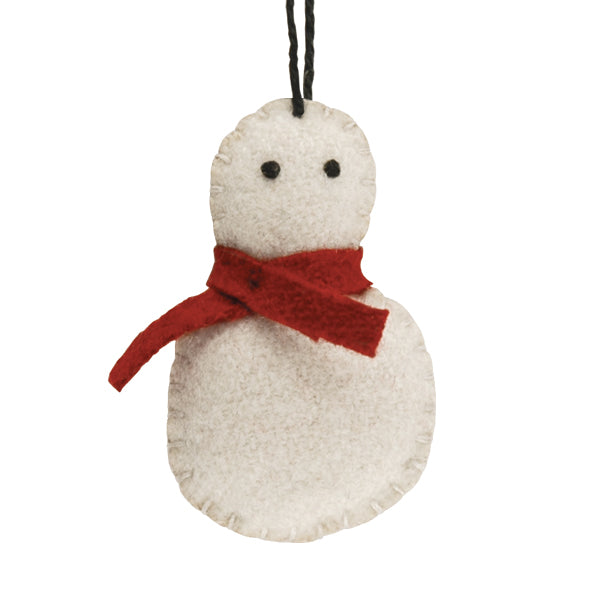 East of India Tiny Felt Hanging Snowman Decoration