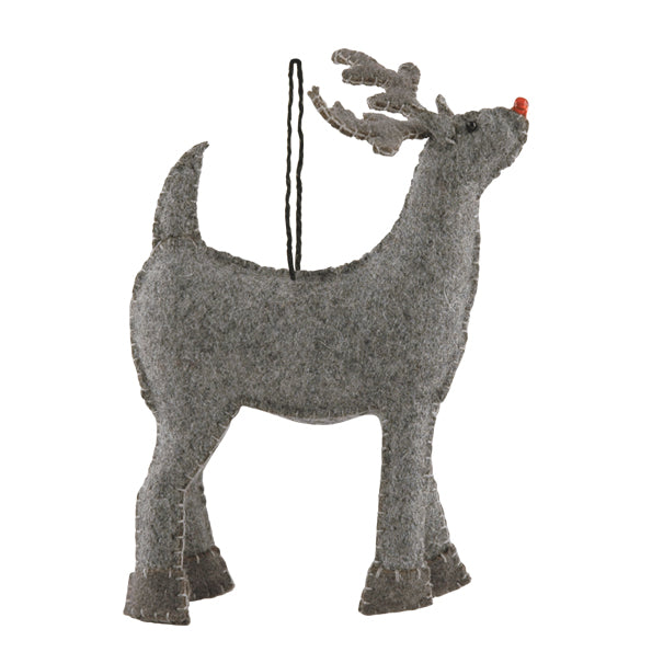 East of India Felt Hanging Reindeer Decoration
