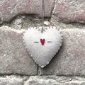 East of India Small Embroidered Hanging Heart - Cream, Hearts & crosses
