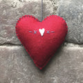 East of India Medium Embroidered Hanging Heart - Red, Hearts & crosses