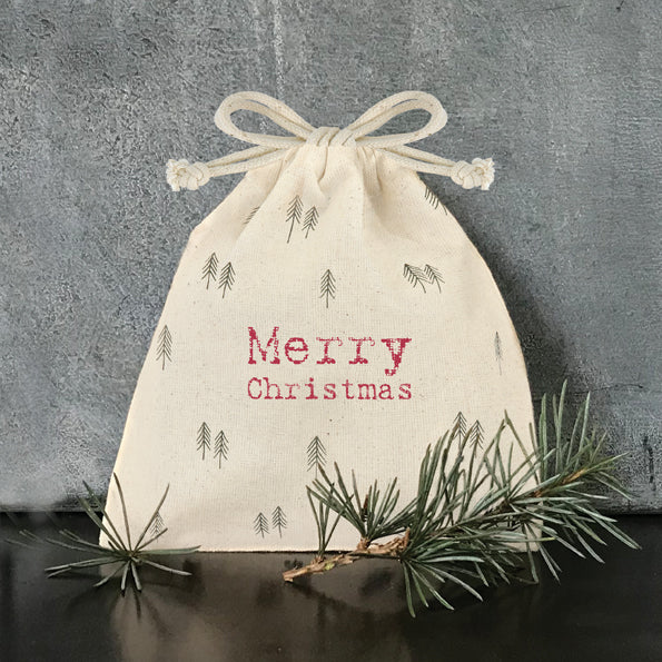 East of India Drawstring Gift Bag - Merry Christmas