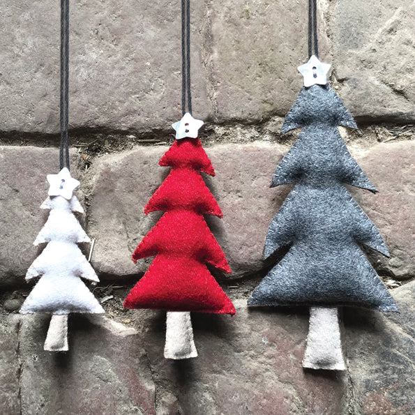 East of India Small Felt Hanging Christmas Tree Decoration - Cream