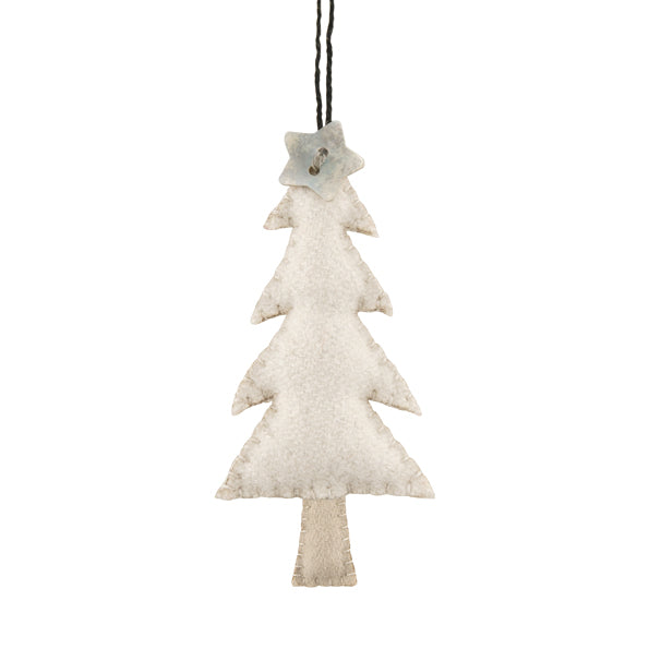 East of India Small Felt Hanging Christmas Tree Decoration - Cream