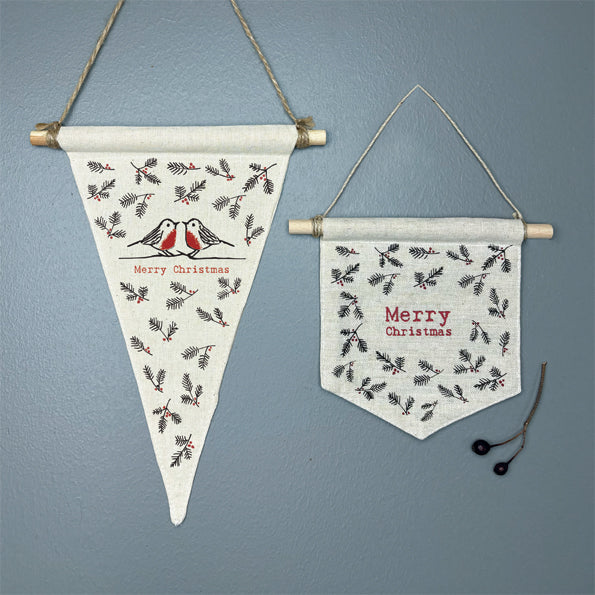 East of India Triangle Pennant - Christmas robins