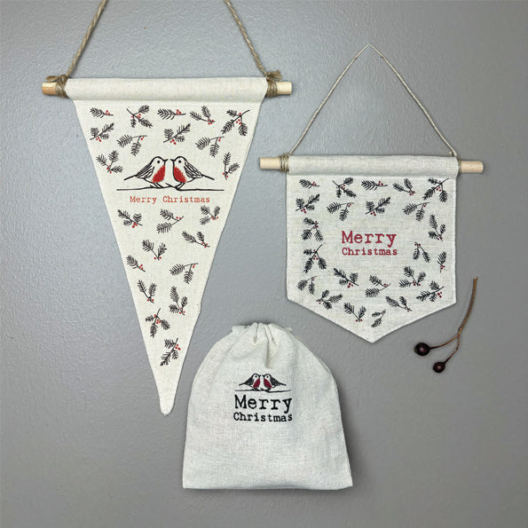 East of India Triangle Pennant - Christmas robins