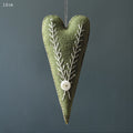 East of India Embroidered Long Hanging Heart - Green