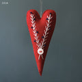 East of India Embroidered Long Hanging Heart - Red