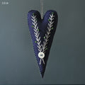 East of India Embroidered Long Hanging Heart - Blue