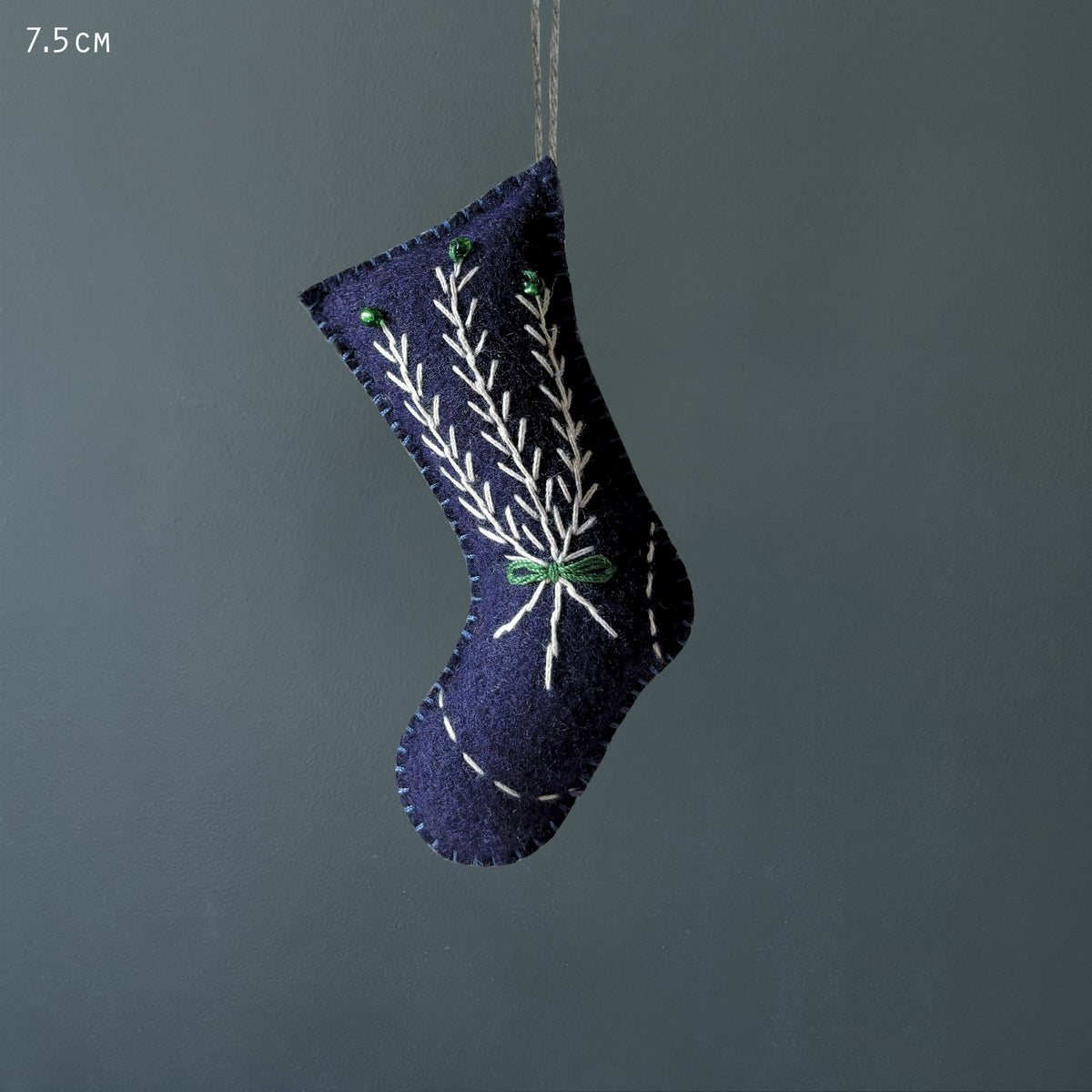East of India Embroidered Mini Hanging Stocking - Blue