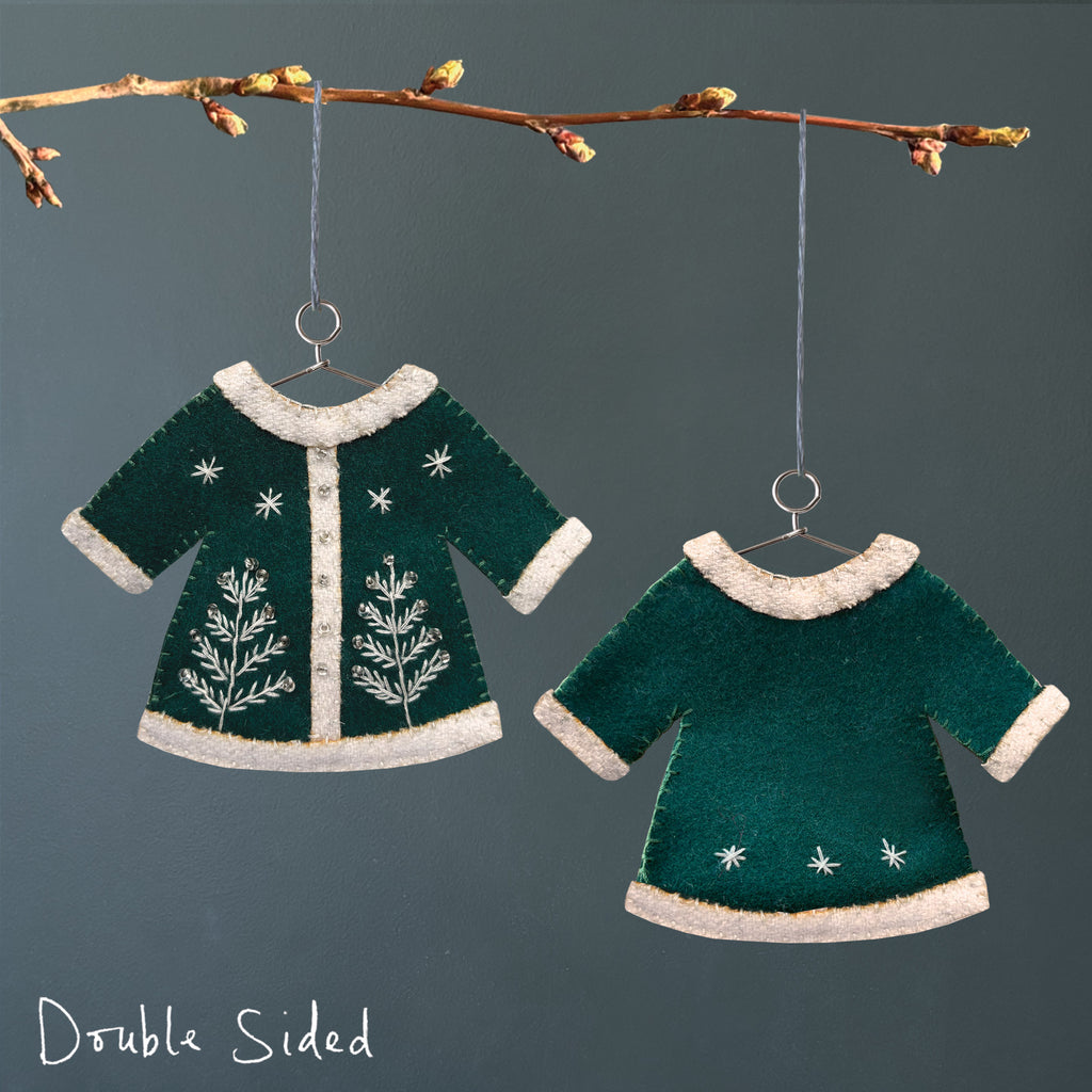East of India Embroidered Hanging Jacket Decoration - Dark Green