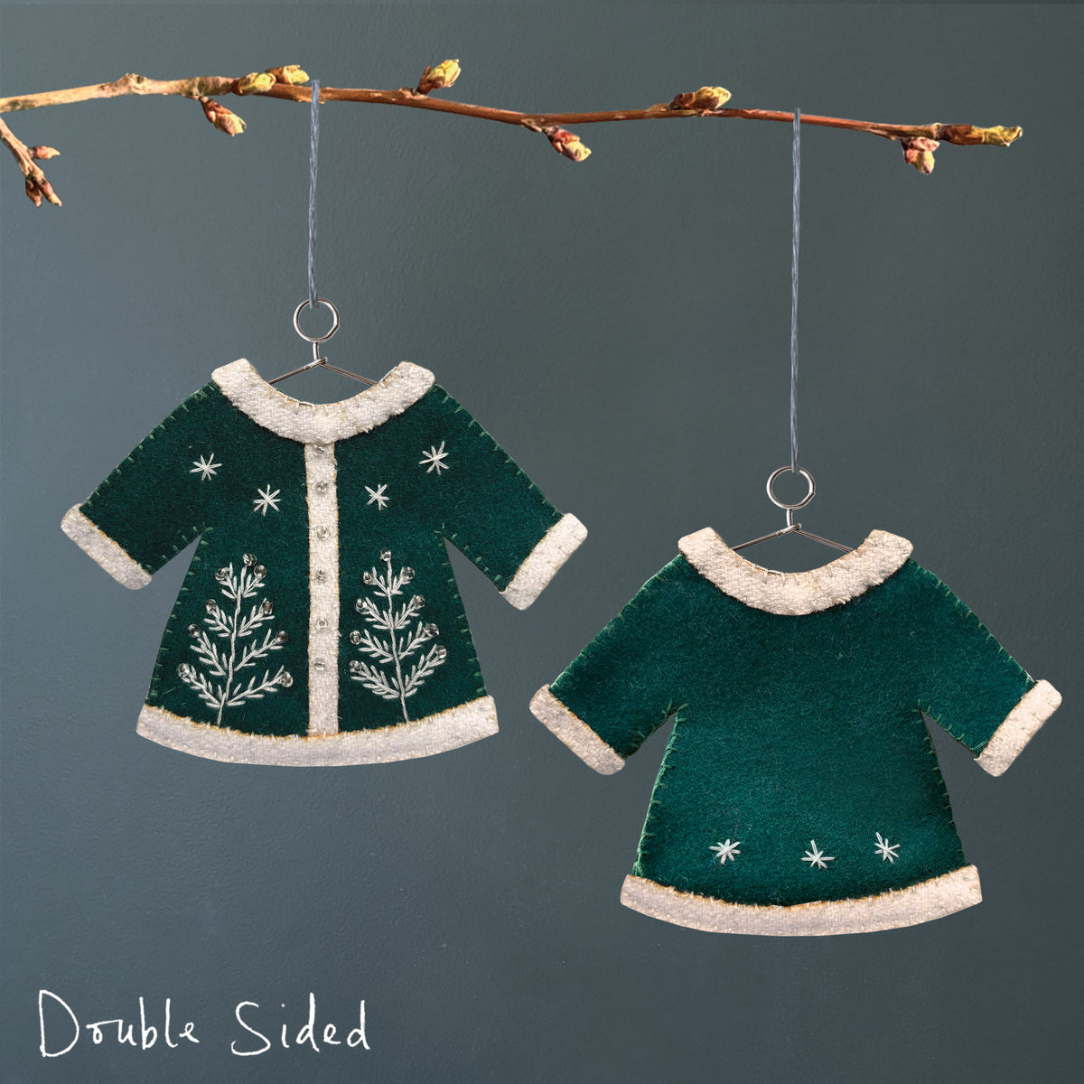 East of India Embroidered Hanging Jacket Decoration - Dark Green