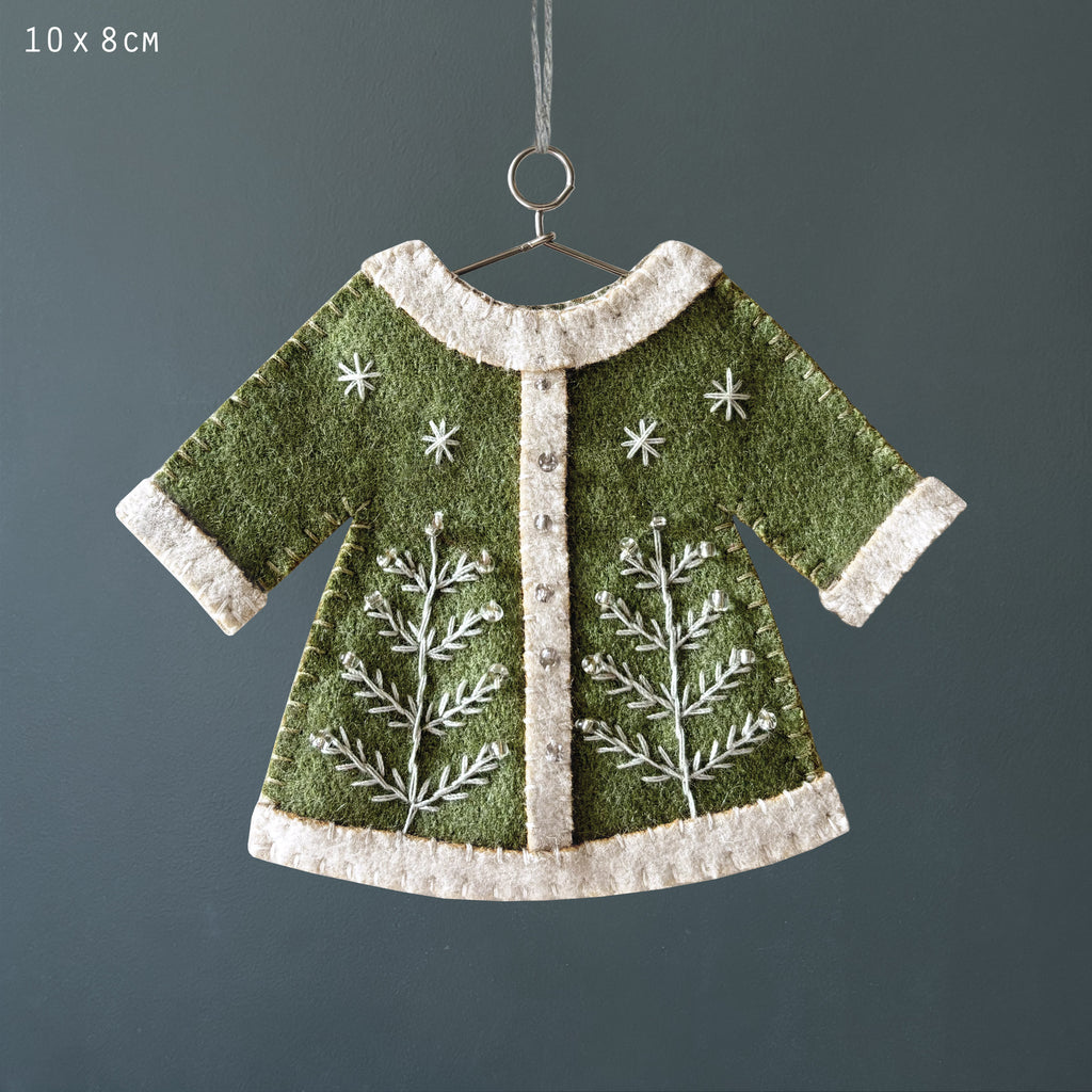 East of India Embroidered Hanging Jacket Decoration - Green