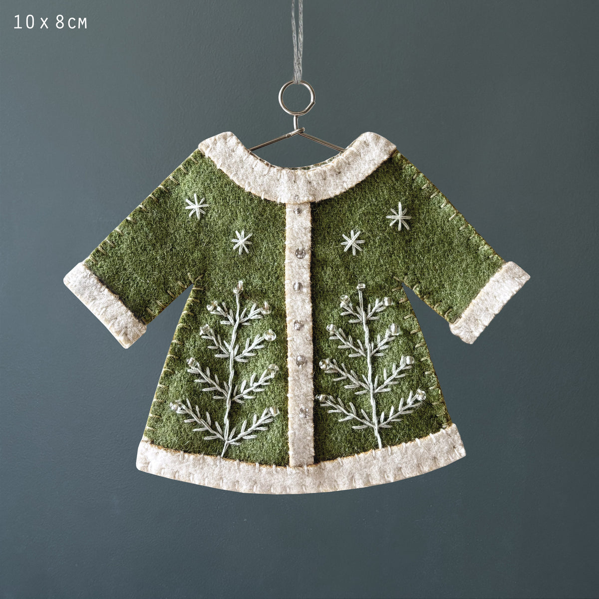 East of India Embroidered Hanging Jacket Decoration - Green