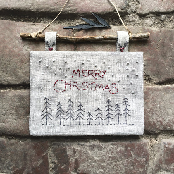 East of India Christmas Embroidered Picture - Trees