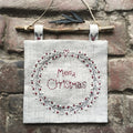 East of India Christmas Embroidered Picture - Wreath