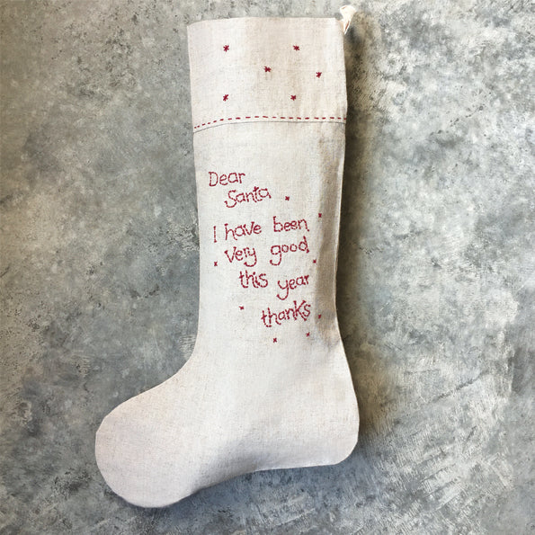 East of India Linen Christmas Stocking - Dear Santa
